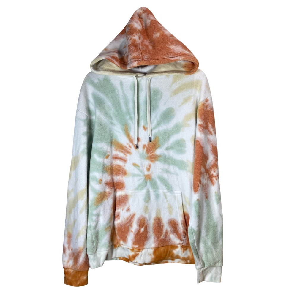 Feat Clothing Blanket Blend Hoodie Mens 1 Orange Green Tie Dye Fleece Sweatshirt